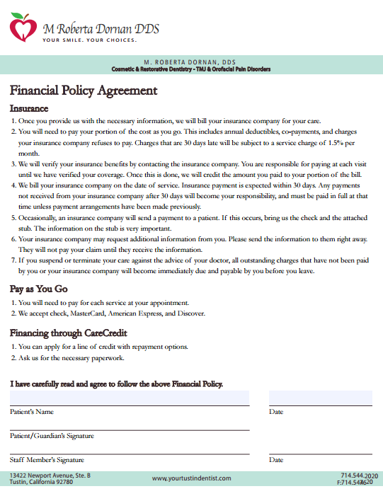 Financial Policy Agreement